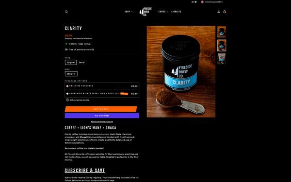 Fireside Brew Co store — home page